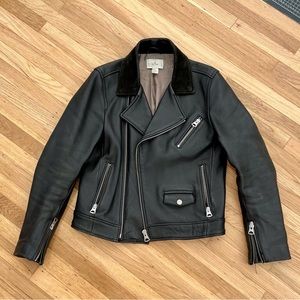 H&M Leather Biker Jacket w. Suede Collar